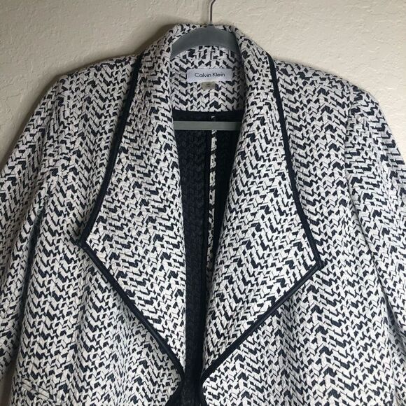Calvin Klein White & Black Woven Open Front Jacket Career, Normcore,  Academia - Picture 3 of 11
